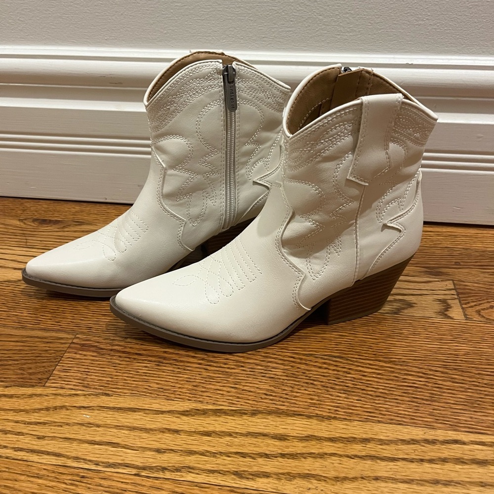 White Western Ankle Booties